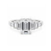 Emerald-Cut Diamond Ring in Platinum with Graduated Baguette Diamonds Custom Engagement Rings 6
