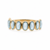 Oval Rose-Cut Blue Topaz Seven-Stone Ring in 14k Yellow Gold with Pavé Diamond Shank Eternity Bands 5