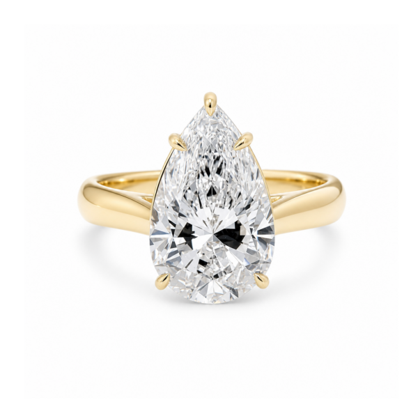 Pear-Cut Diamond Engagement Ring with Polished Tapered Band Custom Engagement Rings 3