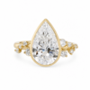 Pear-Cut Diamond Bezel Ring in 18k Yellow Gold with Scattered Diamond Band Custom Engagement Rings 6