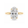 Moval-Cut Diamond Solitaire Ring in 18k Yellow Gold with Floral Prongs Custom Engagement Rings 7
