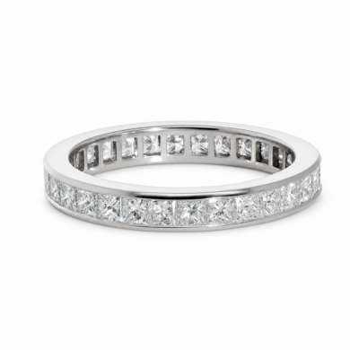 Princess-Cut Diamond Eternity Band in Platinum with Channel Setting Custom Wedding Bands
