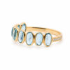 Oval Rose-Cut Blue Topaz Seven-Stone Ring in 14k Yellow Gold with Pavé Diamond Shank Eternity Bands 4