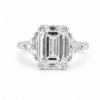 Emerald-Cut Diamond Ring in Platinum with Triangle Side Stones Custom Engagement Rings 6