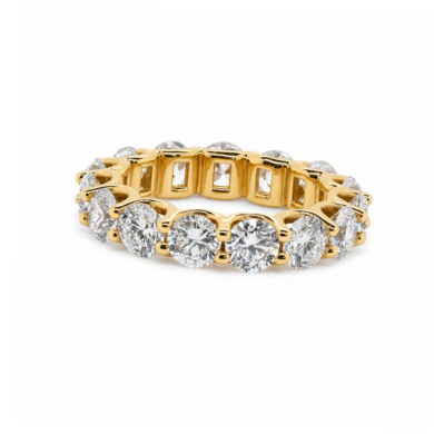 Round Brilliant Diamond Eternity Band with Scalloped Shared Prong Setting Custom Wedding Bands