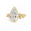 Pear-Cut Diamond Bezel Ring in 18k Yellow Gold with Scattered Diamond Band Custom Engagement Rings 5