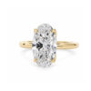 Moval-Cut Diamond Solitaire Ring in 18k Yellow Gold with Floral Prongs Custom Engagement Rings 6