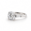 Round Brilliant Diamond Ring in Platinum with Tapered Baguettes and Floral Prongs Custom Engagement Rings 5