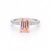 Emerald-Cut Pink Diamond Engagement Ring in Platinum with Pavé Diamond Band Custom Engagement Rings 6