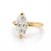 Moval-Cut Diamond Solitaire Ring in 18k Yellow Gold with Compass Prongs Custom Engagement Rings 5