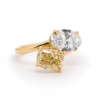White Oval and Yellow Elongated Cushion Diamond Toi et Moi Ring Custom Jewelry 7