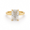 Elongated Cushion-Cut Diamond Solitaire Ring with Diamond-Set Floral Prongs Custom Engagement Rings 7