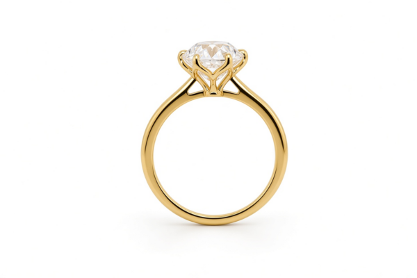 Old European Cut Diamond Solitaire Ring with Six-Prong Floral Setting Custom Engagement Rings 5