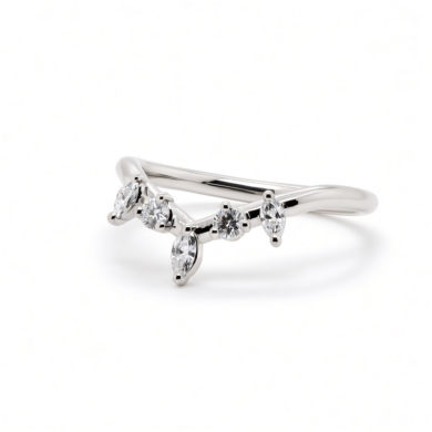 Fitted Scattered Marquise and Round Diamond Wedding Band Custom Wedding Bands