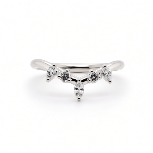 Fitted Scattered Marquise and Round Diamond Wedding Band Custom Wedding Bands 3