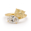 White Oval and Yellow Elongated Cushion Diamond Toi et Moi Ring Custom Jewelry 6