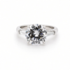 Round Brilliant Diamond Ring in Platinum with Tapered Baguettes and Floral Prongs Custom Engagement Rings 6