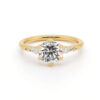 Round Brilliant Diamond Ring with Floral Prongs and Marquise and Round Side Stones Custom Engagement Rings 7