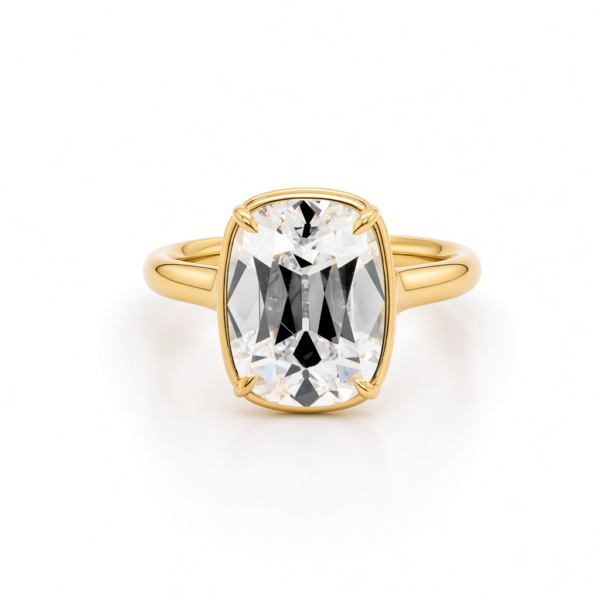 Antique Elongated Cushion-Cut Diamond Solitaire Ring with Cathedral Bezel Setting Custom Engagement Rings 3