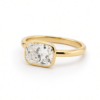 East-West Elongated Cushion-Cut Diamond Bezel Ring Custom Engagement Rings 5