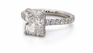 Radiant-Cut Diamond Engagement Ring with Diamond Band Custom Engagement Rings