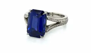 Sapphire Ring with Diamond Band Fine Colored Gemstone Rings