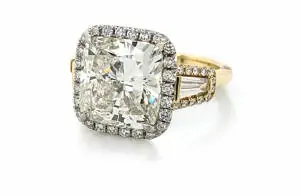 Two-Tone Cushion-Cut Diamond Ring with Halo Unique Rings