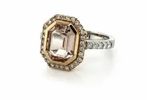 Two-Tone Morganite Ring Fine Colored Gemstone Rings