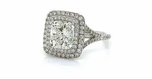 Double Halo Cushion-Cut Diamond Engagement Ring Custom Engagement Rings