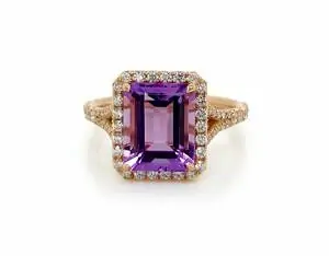 Rose Gold Amethyst and Diamond Ring Fine Colored Gemstone Rings 2