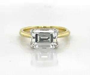 East-West Emerald-Cut Ring with Scalloped Gallery Custom Engagement Rings 2