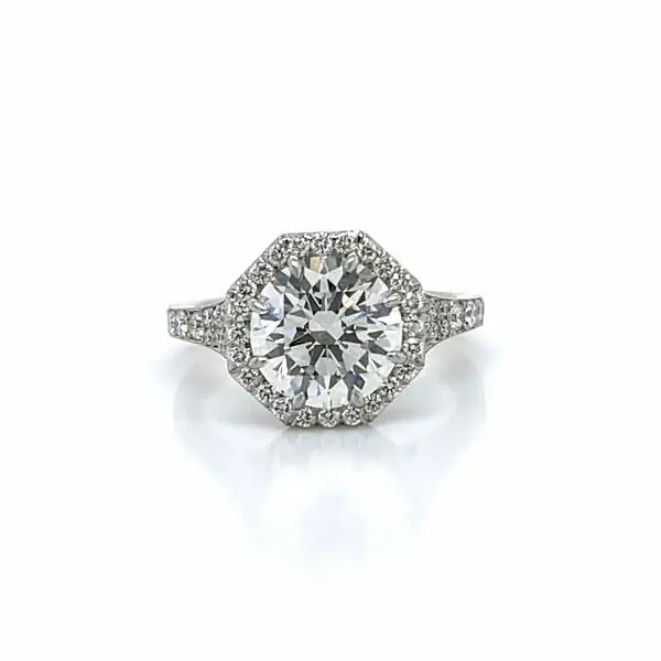 Diamond Engagement Ring with an Octagonal Halo and Tapered Band Custom Engagement Rings 2