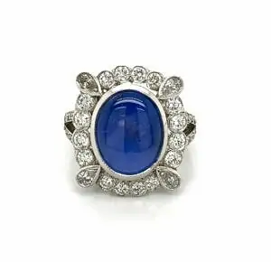 Star Sapphire and Diamond Ring Fine Colored Gemstone Rings
