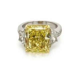 Intense Fancy Yellow Radiant Diamond Ring Custom Engagement Rings 2