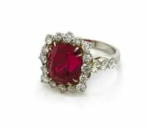 Red Spinel Ring with Diamonds Fine Colored Gemstone Rings