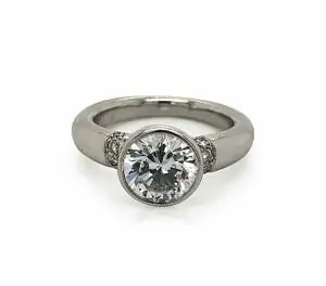 Bezel-Set Contemporary Round Engagement Ring Custom Engagement Rings 2