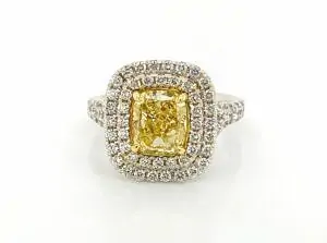 Fancy Yellow Cushion Diamond Double Halo Ring Custom Engagement Rings 2