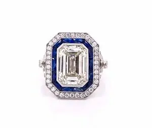 Antique Emerald-Cut Ring with Sapphires Custom Engagement Rings 2