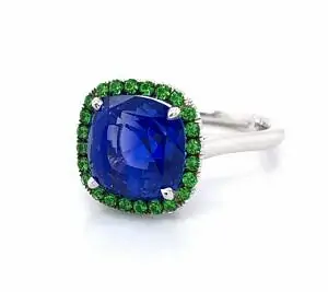 Sapphire and Tsavorite Ring Fine Colored Gemstone Rings