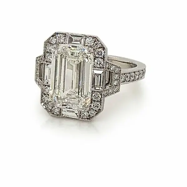 Emerald-Cut Engagement Ring with Diamond Buckles Custom Engagement Rings 2