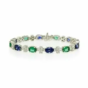 Custom Large Emerald and Sapphire Bracelet Bracelets