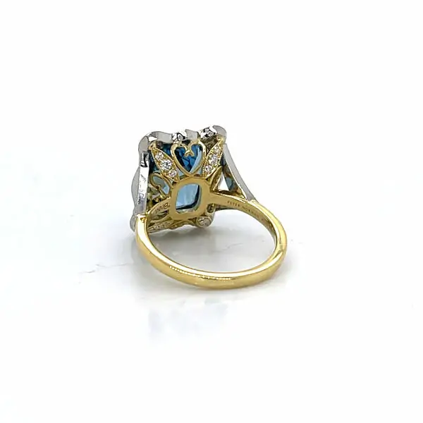 Two-Tone Aquamarine Ring with Diamond Details Fine Colored Gemstone Rings 4