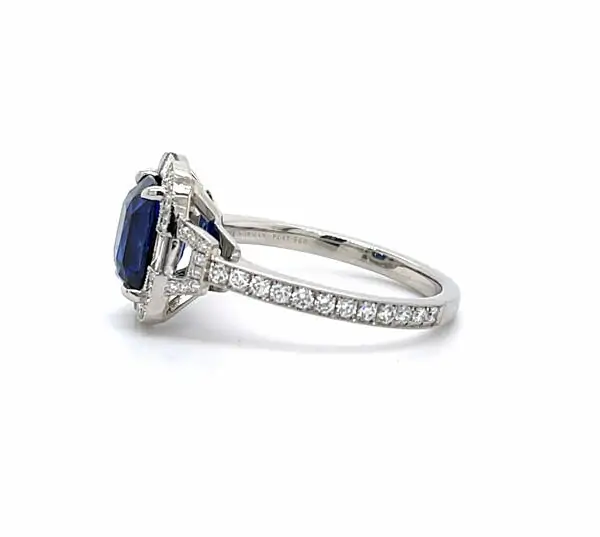 Cushion-Cut Sapphire Ring with Diamond Frame Fine Colored Gemstone Rings 3