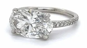 East-West Oval Diamond Engagement Ring Custom Engagement Rings