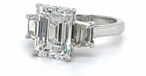 Emerald-Cut Ring with Trapezoid Side Stones Custom Engagement Rings