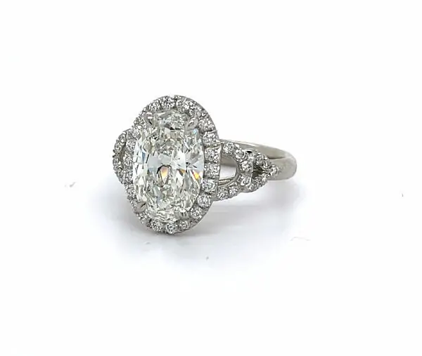 Oval Engagement Ring with Diamond Lace Setting Custom Engagement Rings