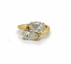 Yellow Gold Pear Diamond Bypass Ring Custom Engagement Rings 2