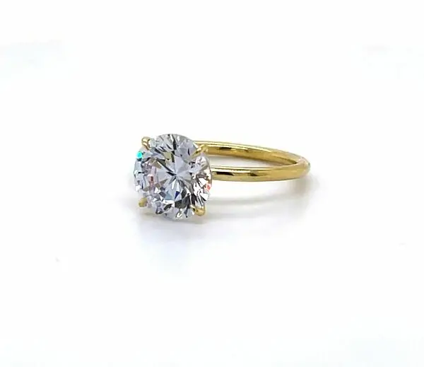 Yellow Gold Round Diamond Engagement Ring with Floral Prongs Custom Engagement Rings