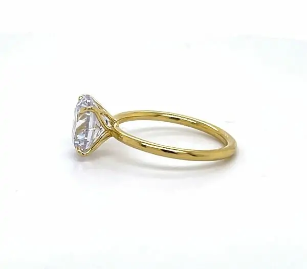 Yellow Gold Round Diamond Engagement Ring with Floral Prongs Custom Engagement Rings 2