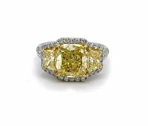 Fancy Yellow Radiant and Trapezoid Diamond Engagement Ring Custom Engagement Rings 2